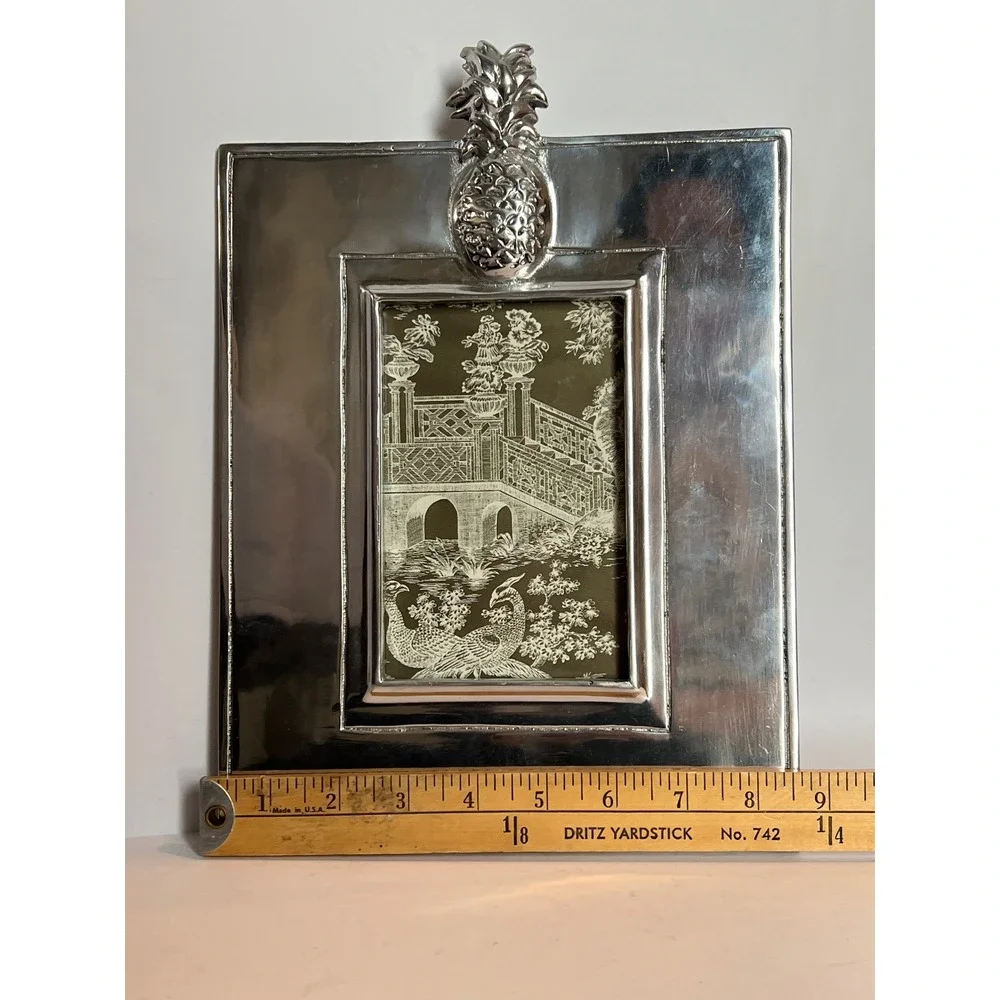 Mariposa Brillante Pineapple Picture Frame Silver Recycled Aluminum 4x6 Mexico